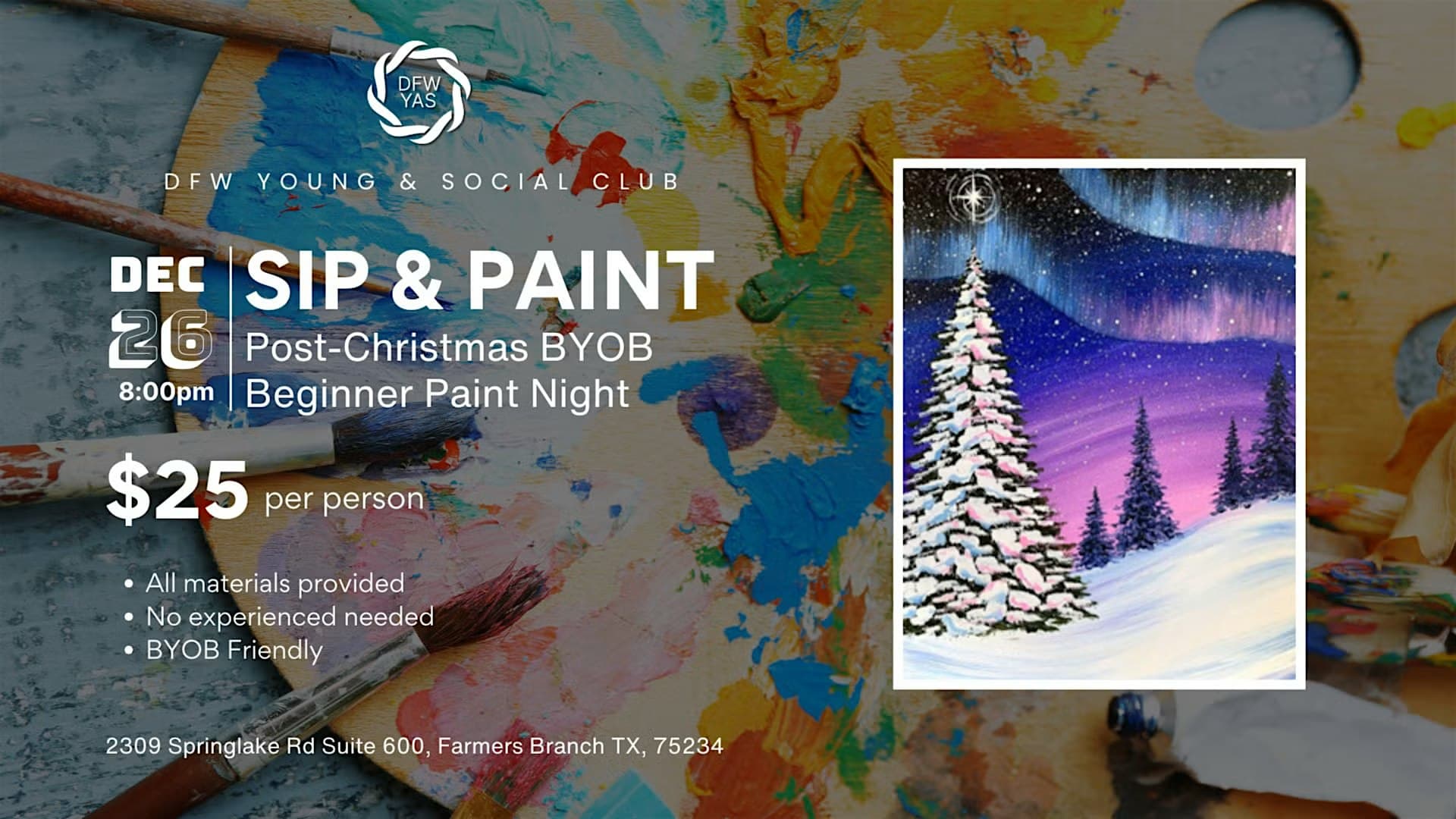 Post-Christmas Paint and Sip at DFW Young & Social