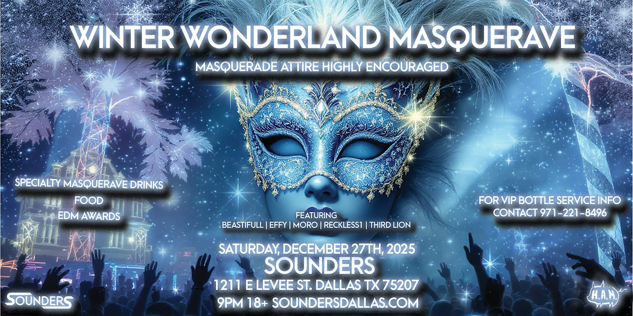 Masquerave & Dallas EDM Awards 12/27 - Dallas, TX at Sounders